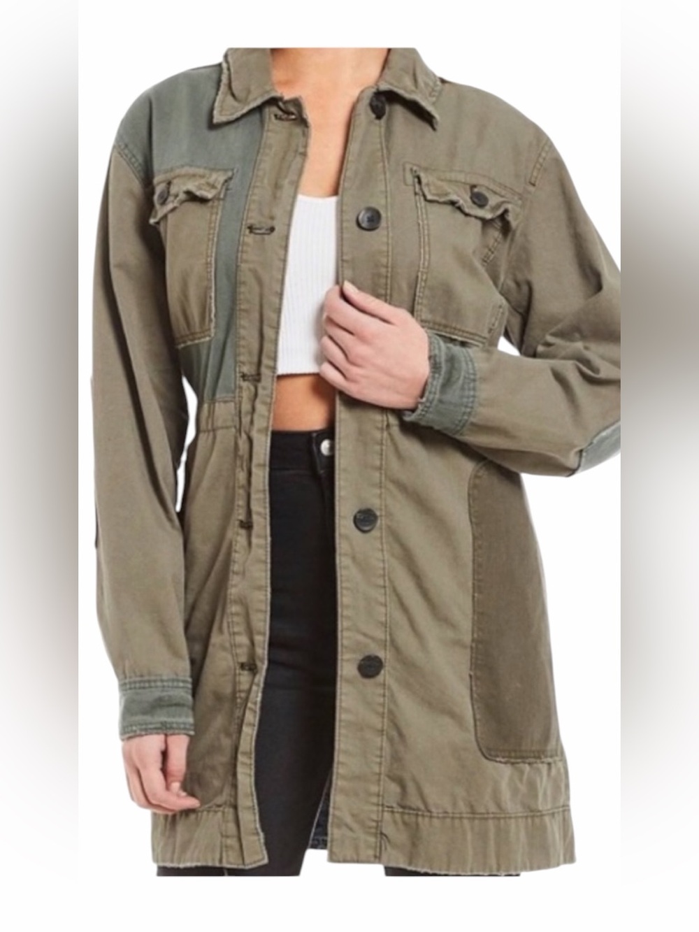 Free People We The Free Apollo Utility Patchwork Military Jacket‎